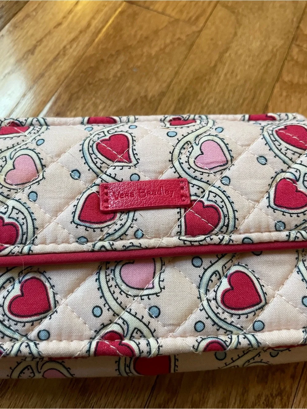 Vera Bradley Iconic RFID All-In-One Stitched Heart Vines pattern Wristlet